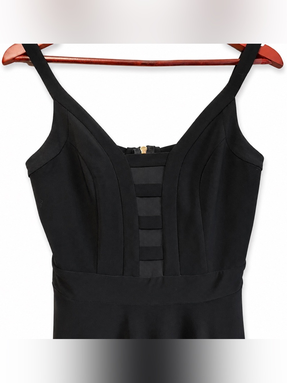 Joseph Ribkoff Black Fit & Flare Mesh Panel Cocktail Dress Size 6 - Picture 4 of 7